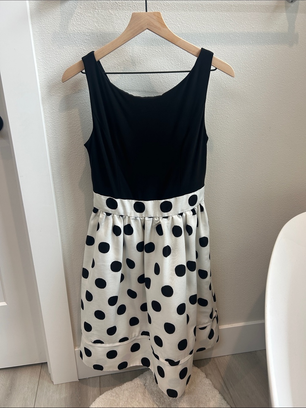 Eliza J Black & White Polka Dot Midi Dress